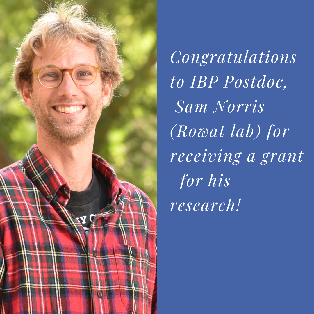 Congratulations to IBP Postdoc, Sam Norris (Rowat lab) for receiving a