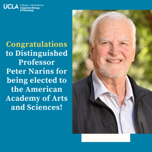 Congratulations to Distinguished Professor Peter Narins for being elected to the American Academy of Arts and Sciences!
