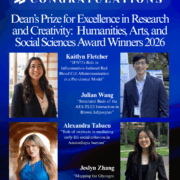 Congratulations to our Dean’s Prize for Excellence in Research and Creativity: Humanities, Arts, and Social Sciences Award Winners 2026