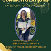 Professor Valerie Tornini awarded the 2026 Life Sciences Excellence Research Award for Assistant Professor
